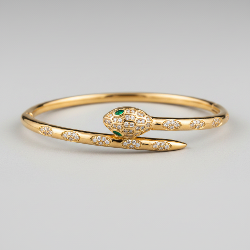 Brazalete Dorado Microcirconia Motivo Orgánico Central