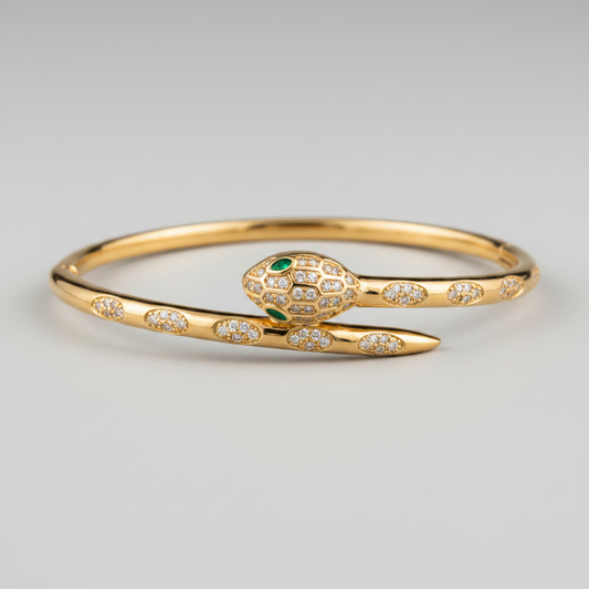 Brazalete Dorado Microcirconia Motivo Orgánico Central