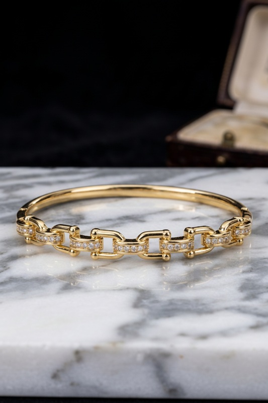 Brazalete Dorado Microcirconia Trenzado Imperial