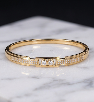 Brazalete Dorado Microcirconia Doble Destello Central