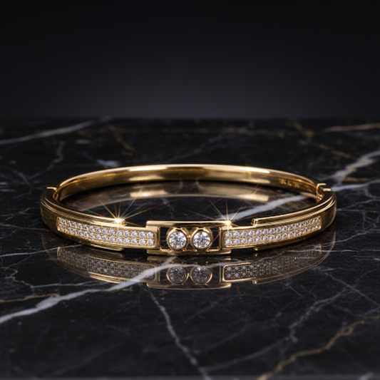 Brazalete Dorado Microcirconia Doble Destello Central