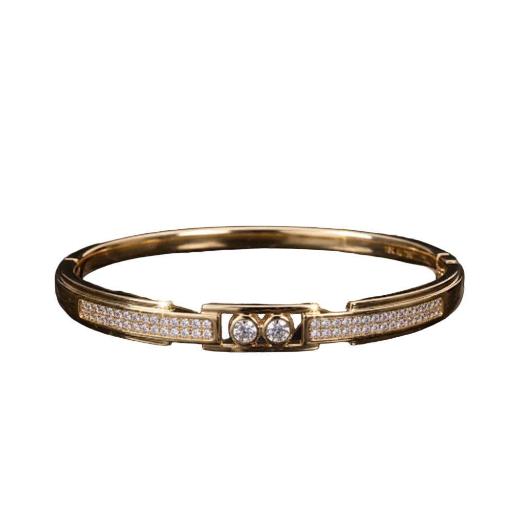 Brazalete Dorado Microcirconia Doble Destello Central