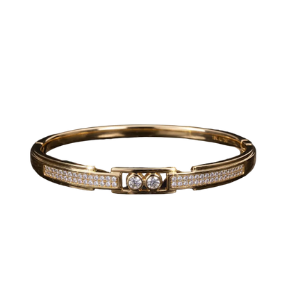 Brazalete Dorado Microcirconia Doble Destello Central