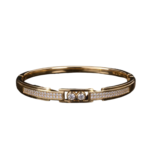Brazalete Dorado Microcirconia Doble Destello Central
