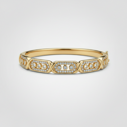 Brazalete Dorado de Microcirconia con Motivos Rectangulares Decorativos