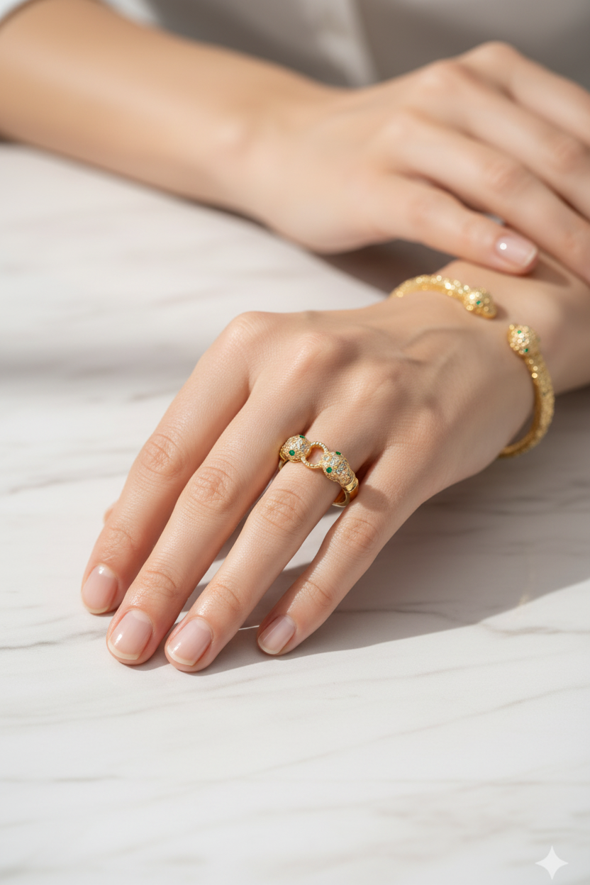 Anillo Serpiente Dorado Texturizado