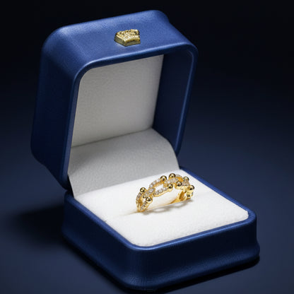 Anillo Microcirconia Textura con Perlas