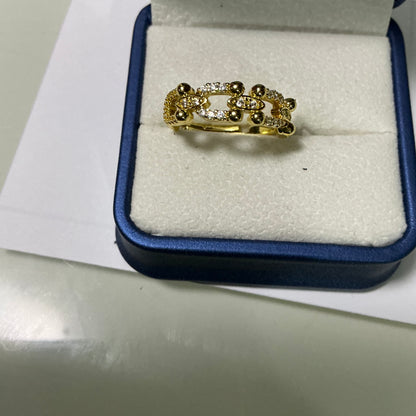 Anillo Microcirconia Textura con Perlas