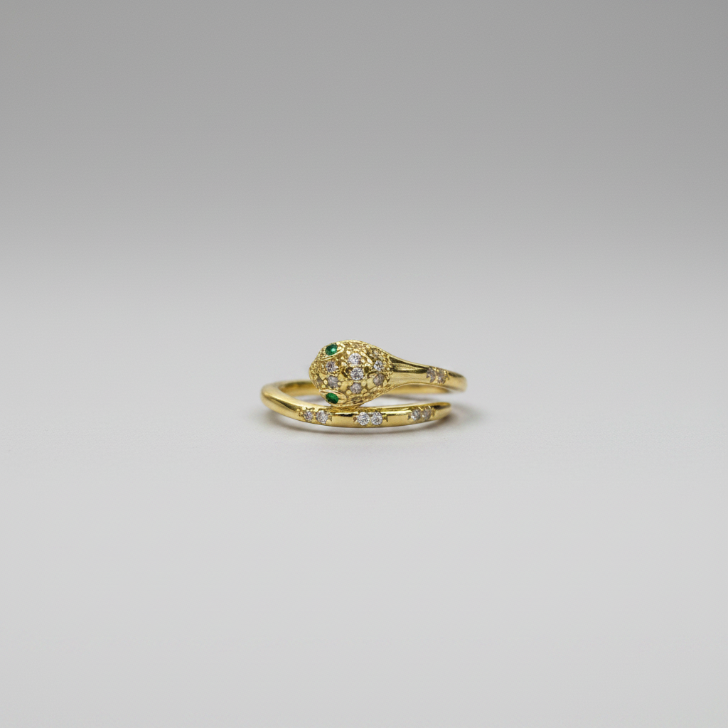 Anillo Microcirconia Serpiente Ojos Esmeralda