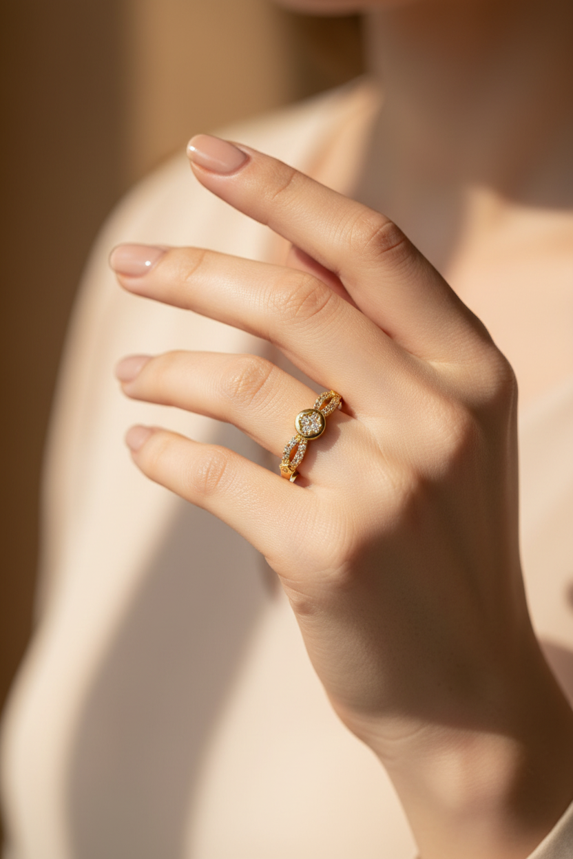 Anillo Microcirconia Nudo con Círculo