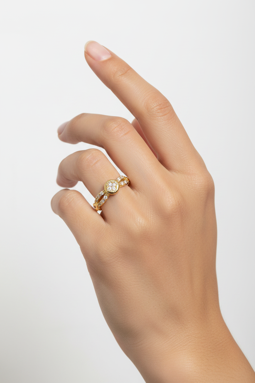 Anillo Microcirconia Nudo con Círculo