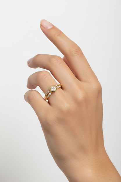 Anillo Microcirconia Nudo con Círculo