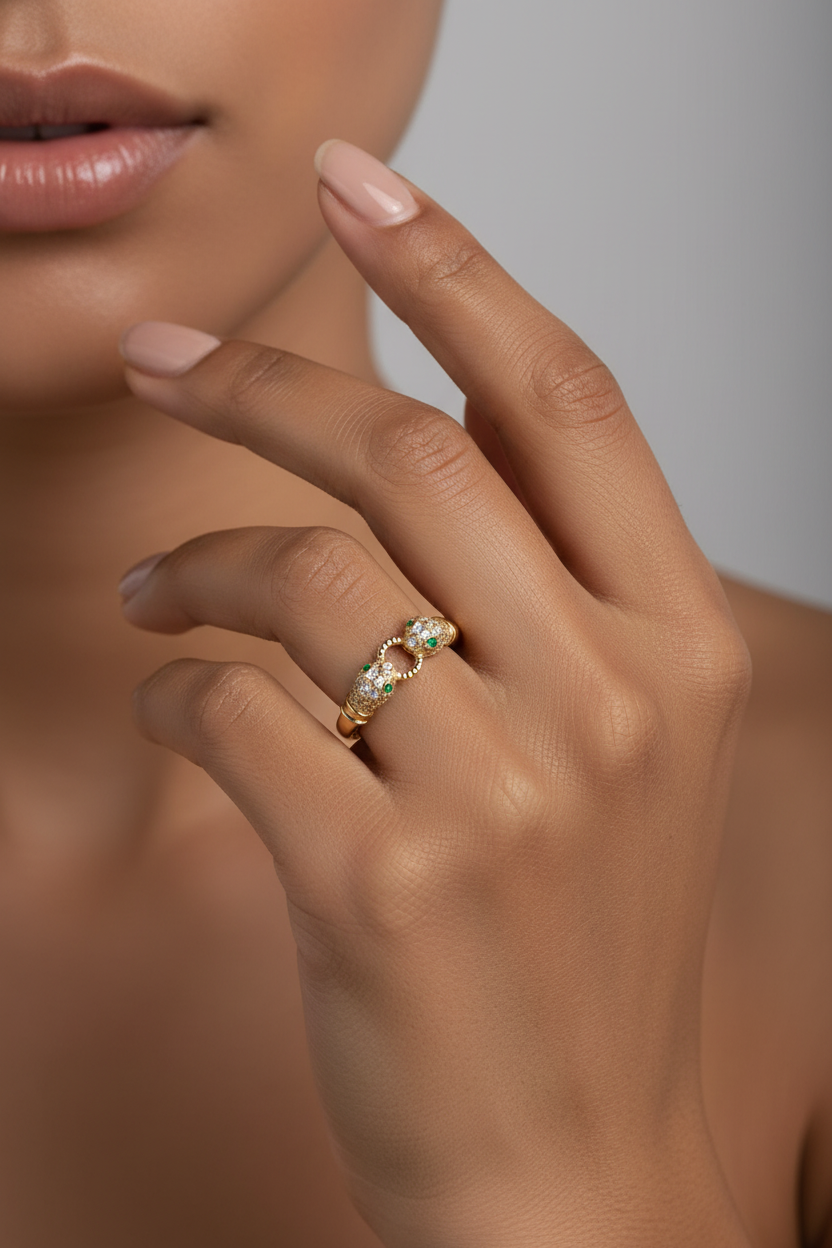Anillo Serpiente Dorado Texturizado