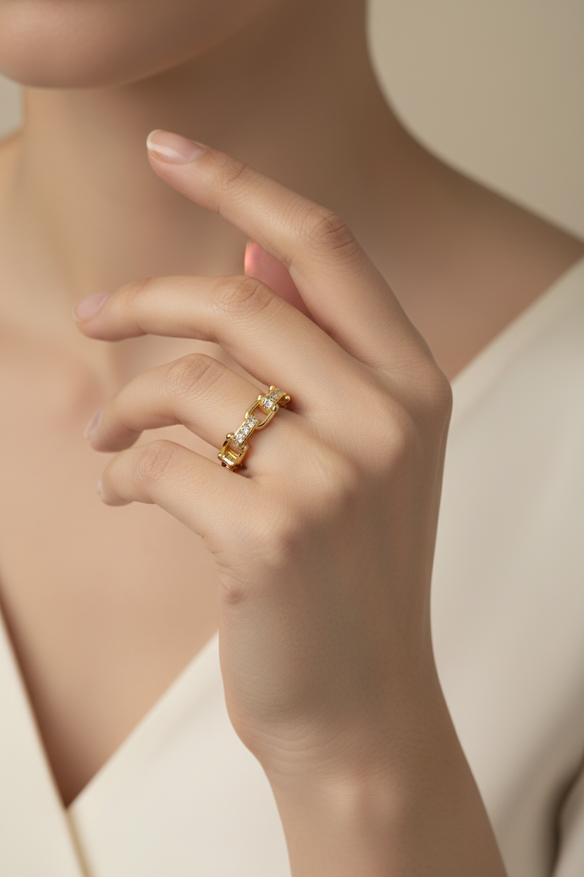 Anillo Microcirconia Eslabones Geométricos