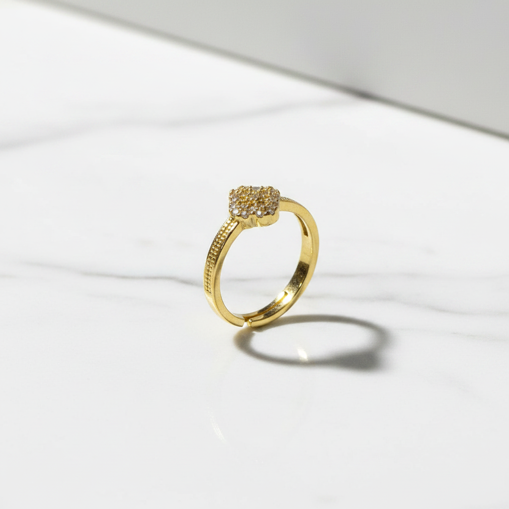 Anillo Microcirconia Trébol Texturizado