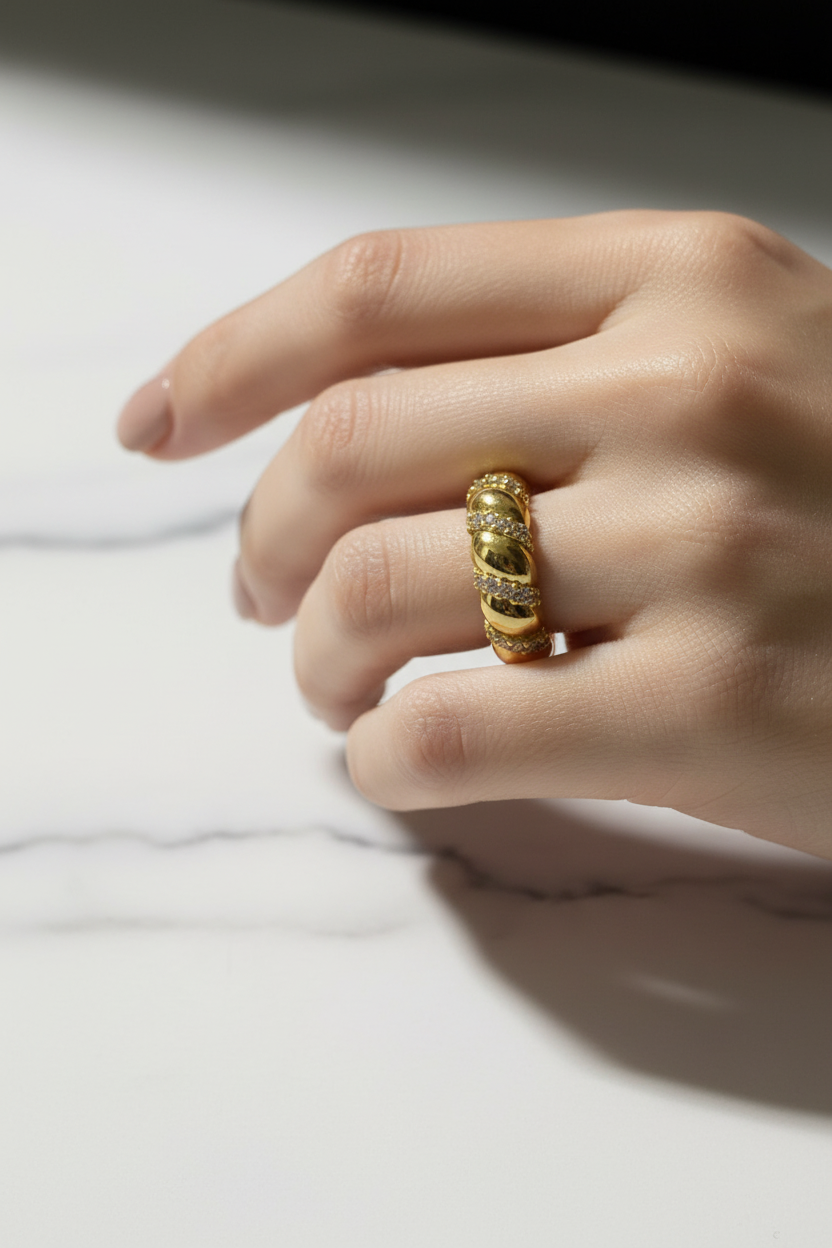 Anillo Microcirconia Textura Ondulada