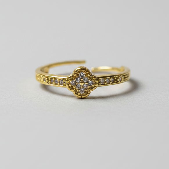 Anillo Microcirconia Medallón con Acento