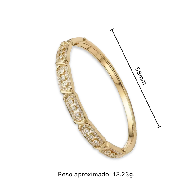 Brazalete Dorado de Microcirconia con Motivos Rectangulares Decorativos