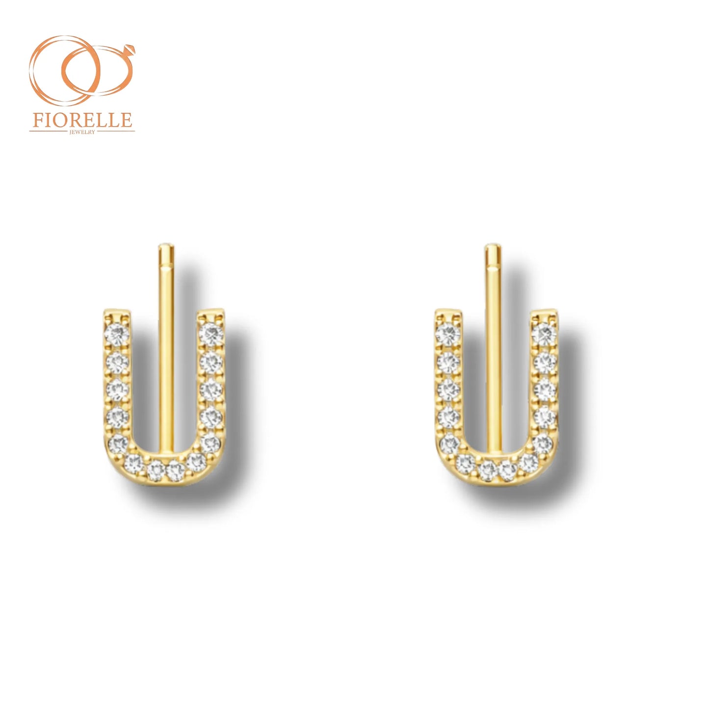 Aretes Inicial U con Brillo Enmarcado