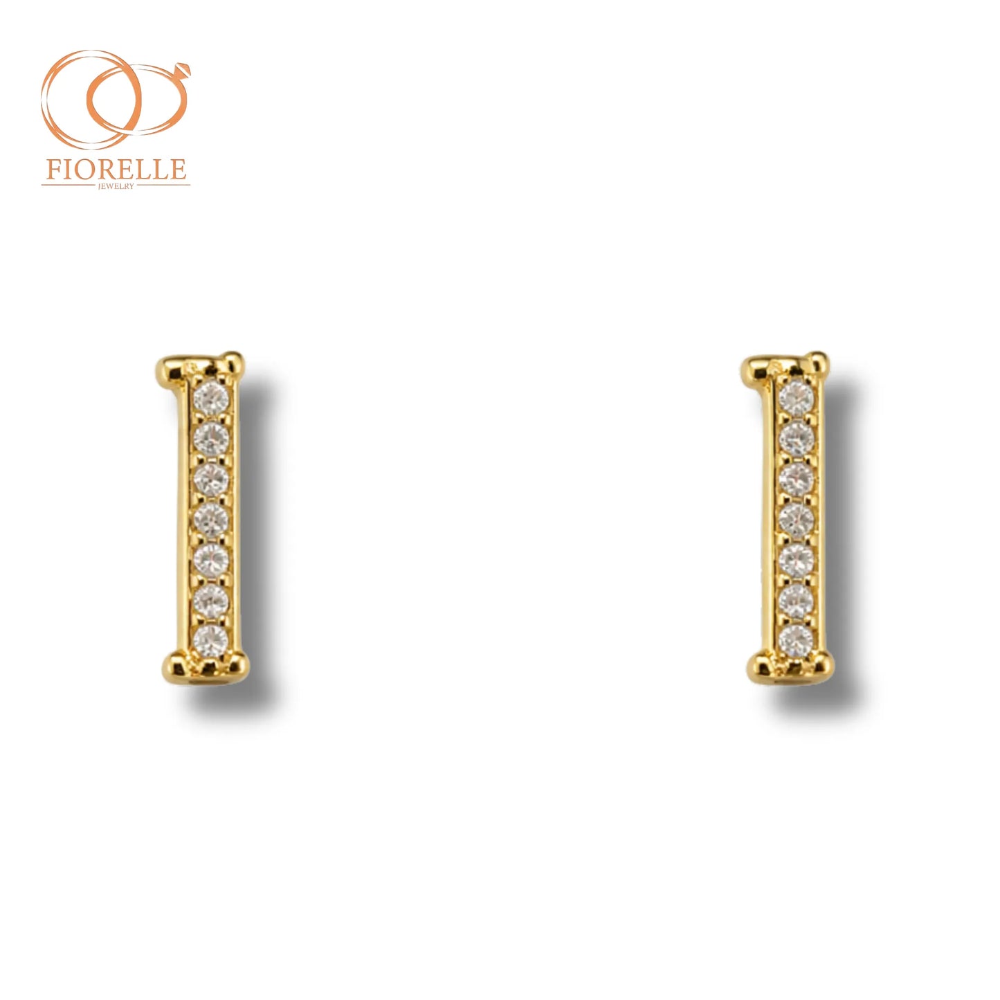 Aretes Letra I  con Destello Lineal