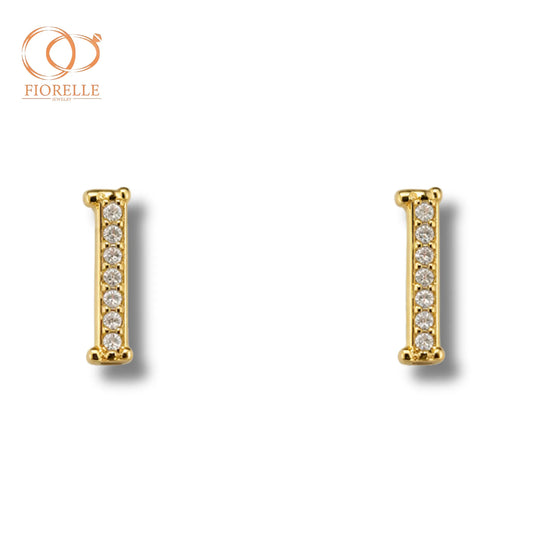 Aretes Letra I  con Destello Lineal