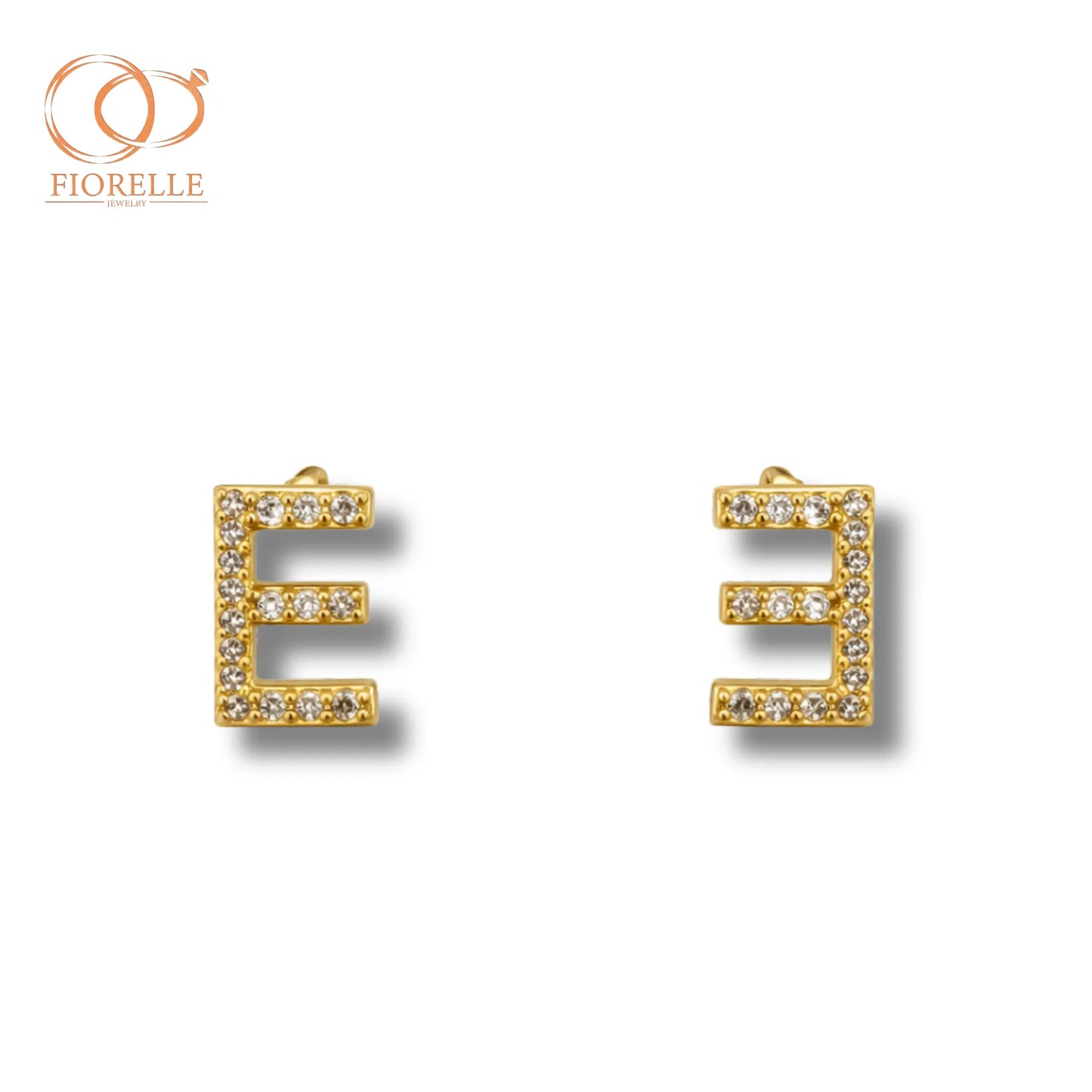 Aretes Inicial E con Brillo Estructurado