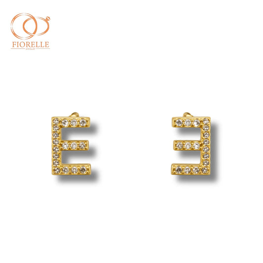 Aretes Inicial E con Brillo Estructurado