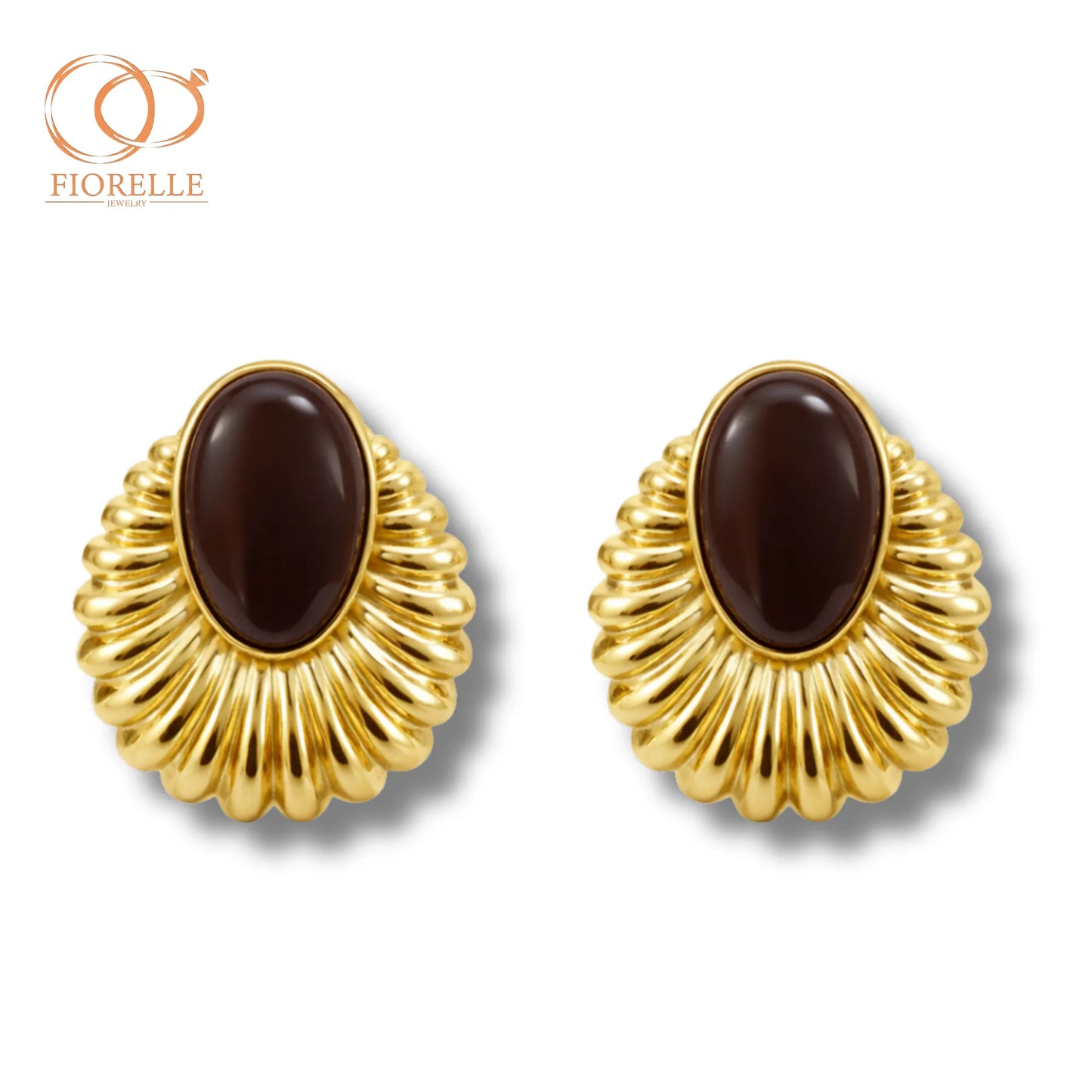 Aretes Sol Radial con Óvalo Central
