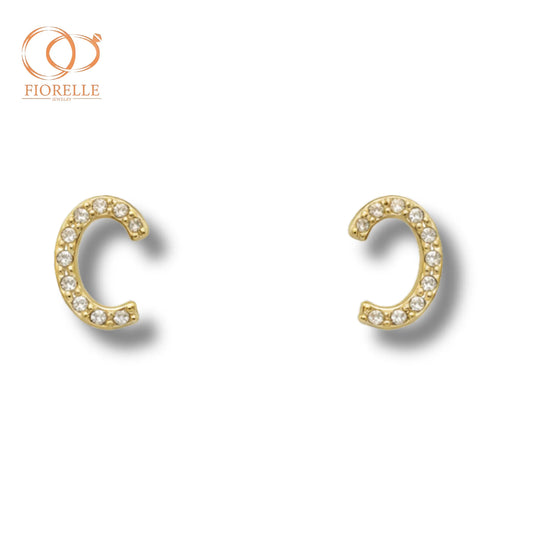 Aretes Inicial C con Brillo Curvo