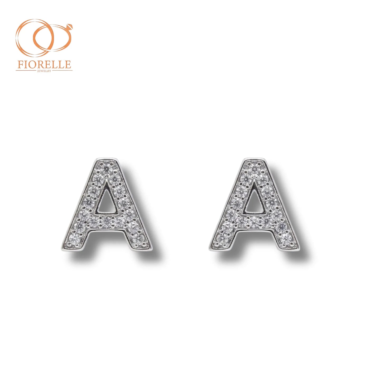 Aretes Letra A Pavé Plata