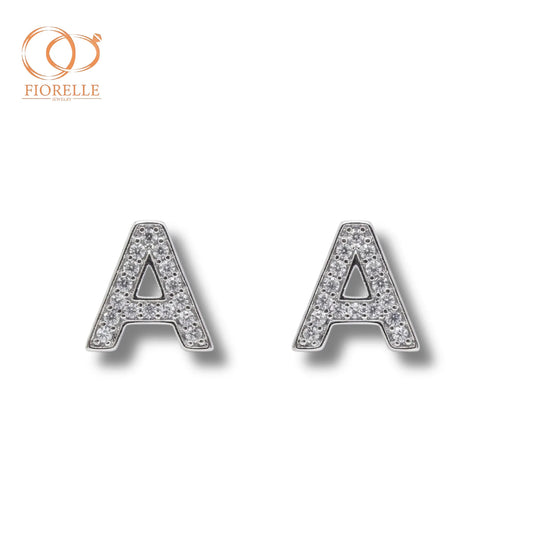 Aretes Letra A Pavé Plata