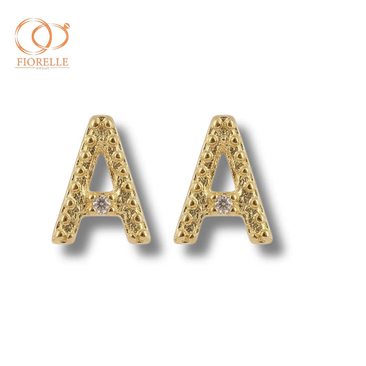 Aretes Inicial A Texturizada con Centro Luminoso