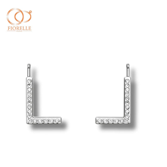 Aretes Inicial L Angular con Brillo Lineal