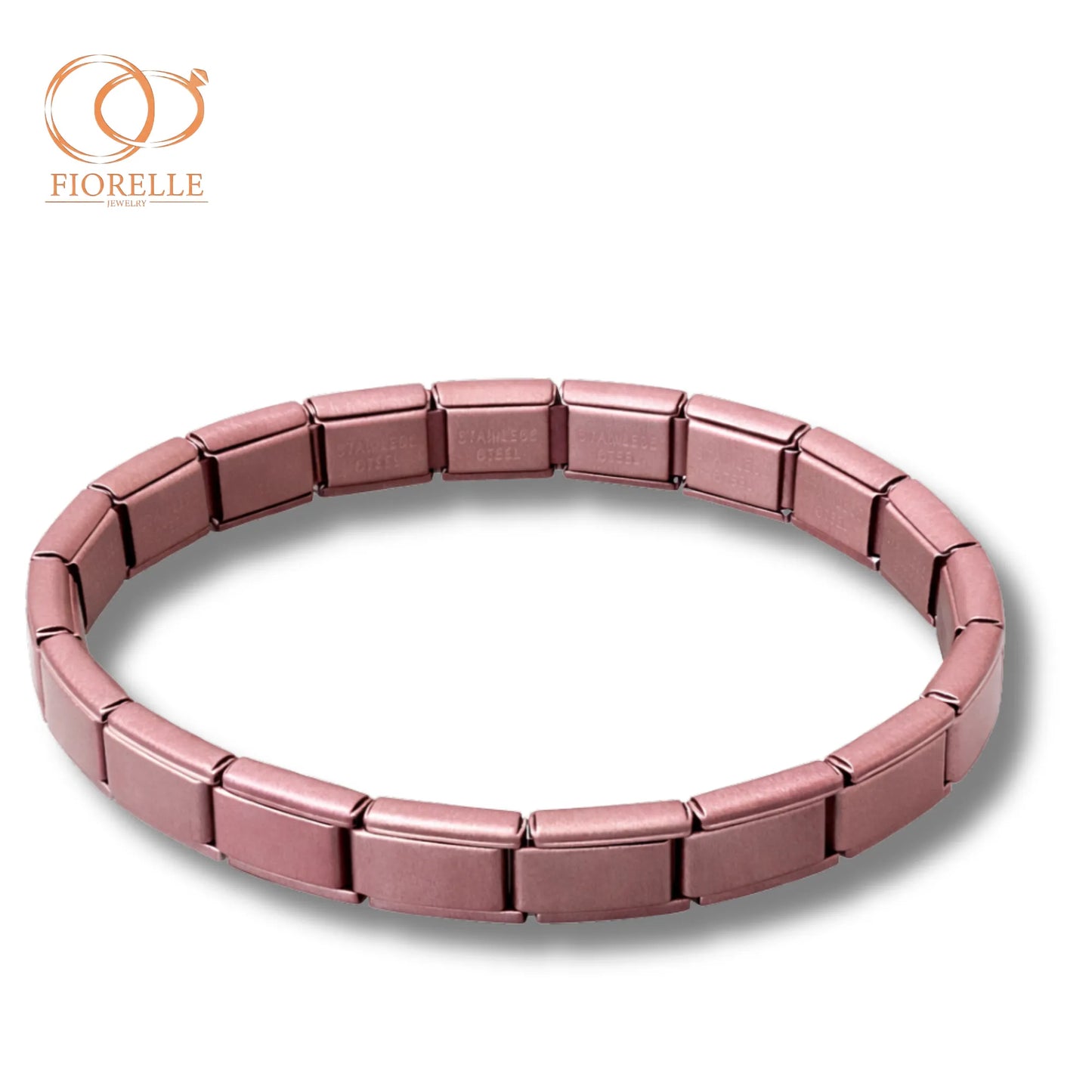 Pulsera Elástica Acero Inoxidable Tono Rosa Mate