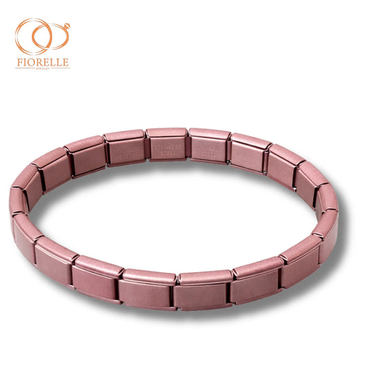 Pulsera Elástica Acero Inoxidable Tono Rosa Mate