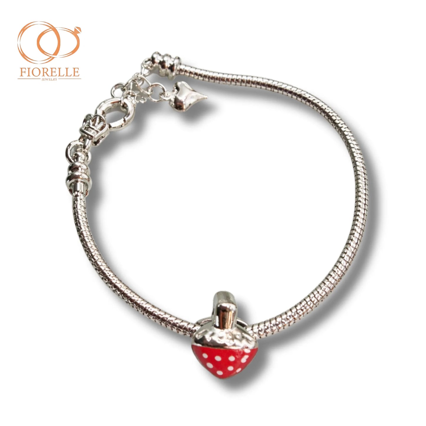 Pulsera Cadena Snake con Dije Fresa Esmaltado