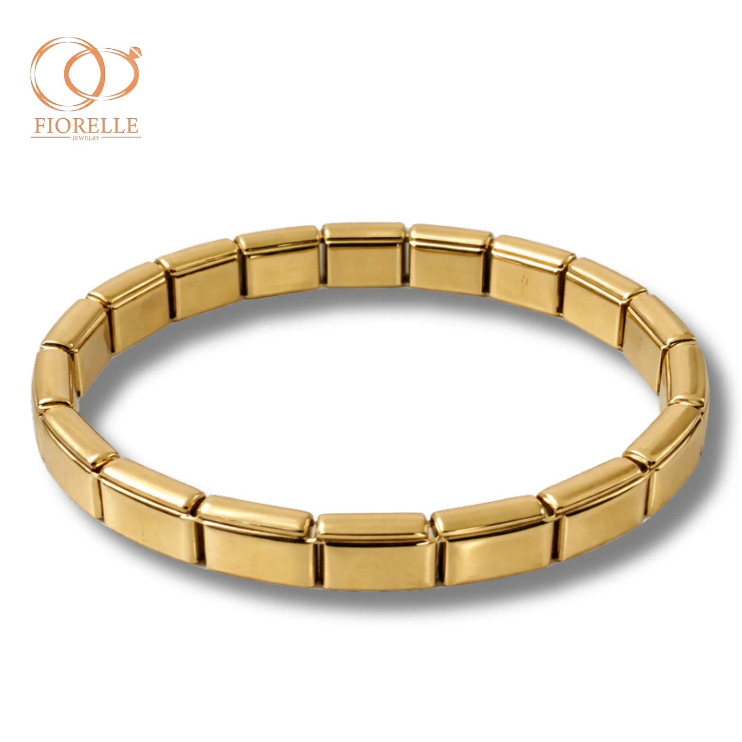 Pulsera Dorada Modular de Eslabones Rectangulares