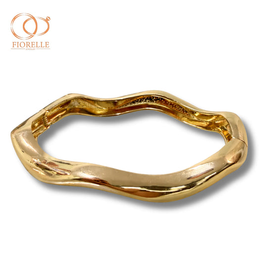 Pulsera Brazalete Orgánico Ondulado Dorado
