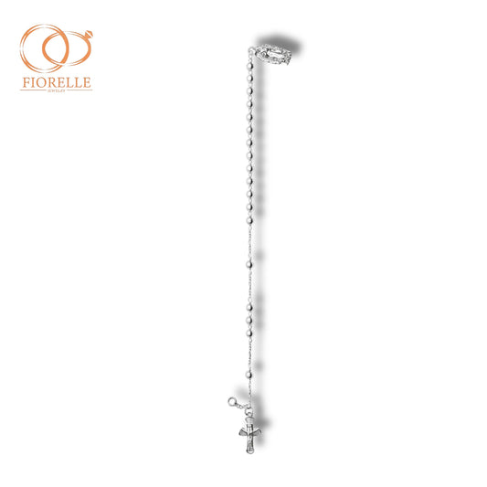 Pulsera Rosario Plateado con Crucifijo