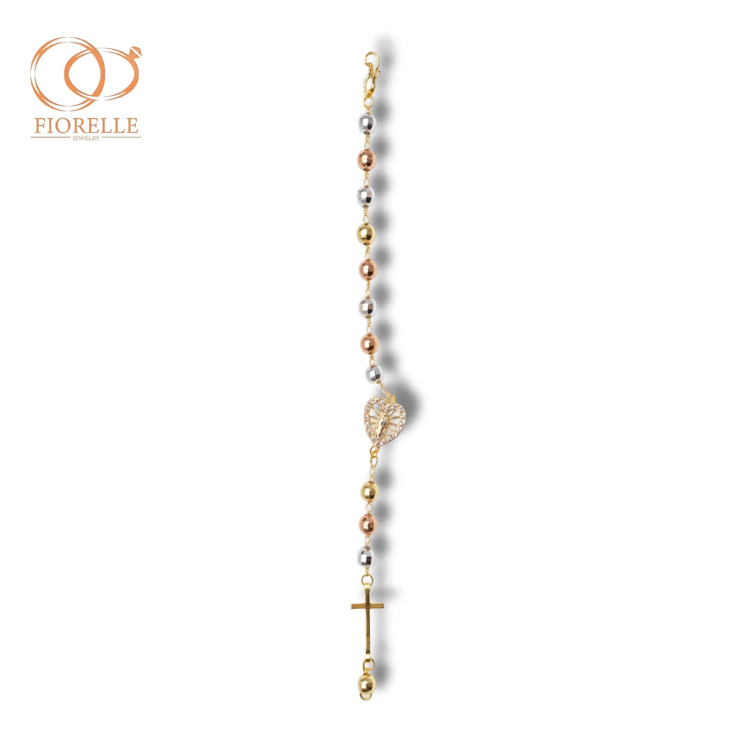 Pulsera Tricolor con Corazón y Cruz