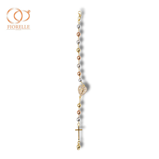 Pulsera Tricolor con Corazón y Cruz