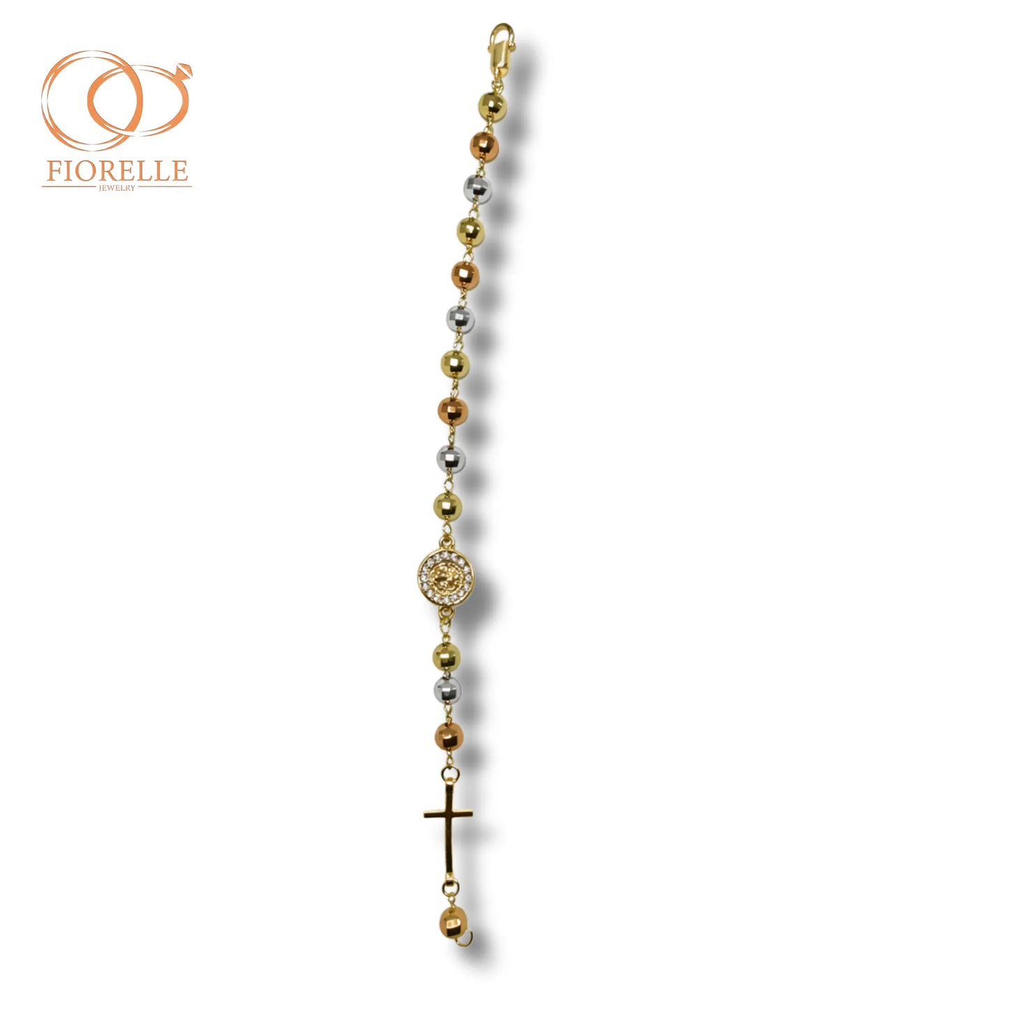 Pulsera Tricolor con Medalla Central y Cruz