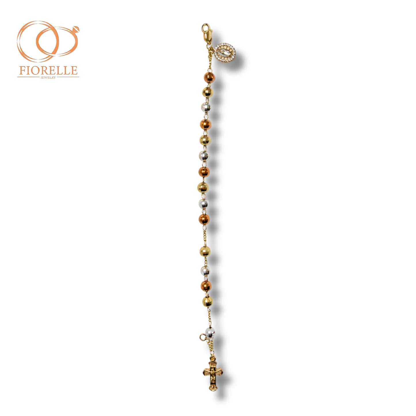 Pulsera Tricolor con Medalla y Crucifijo
