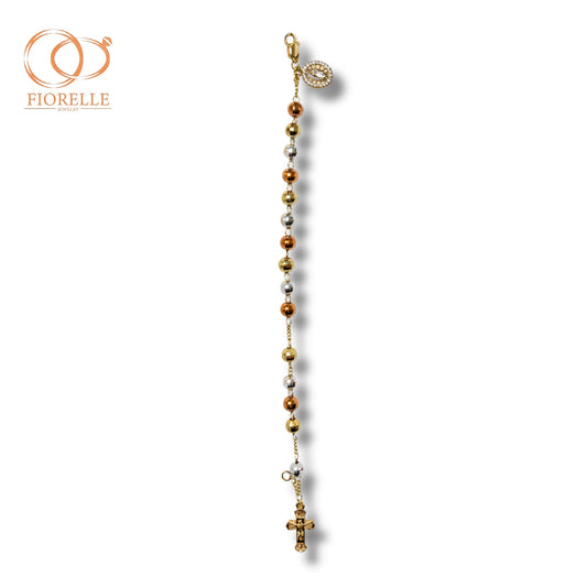 Pulsera Tricolor con Medalla y Crucifijo
