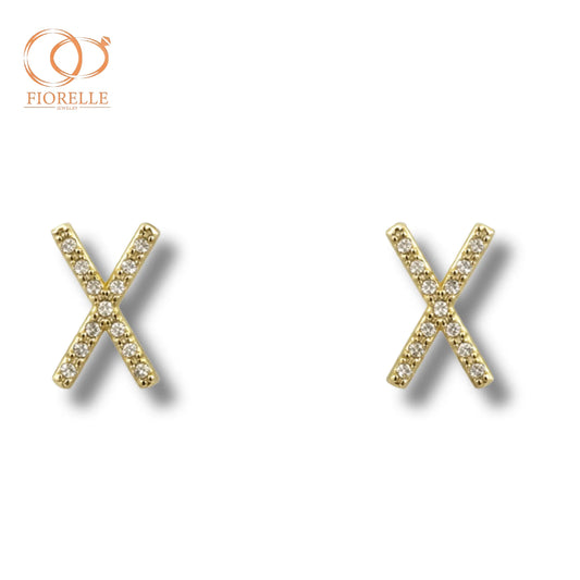 Aretes Inicial X con Brillo Cruzado