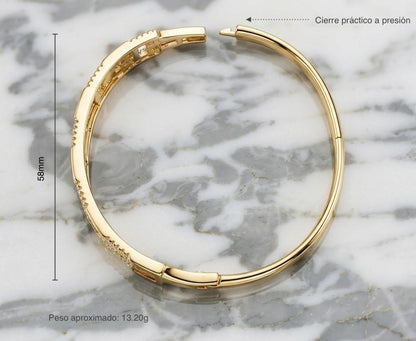 Brazalete con baño en oro 18k de Microcirconia con Diseño Entrelazado